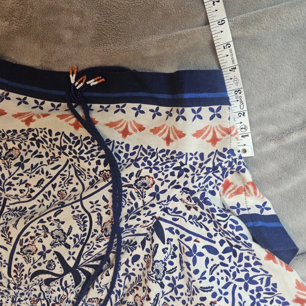 Joie Women's Linen Blend Boho Floral Shorts Blue White High Waist Beaded L - Picture 8 of 8